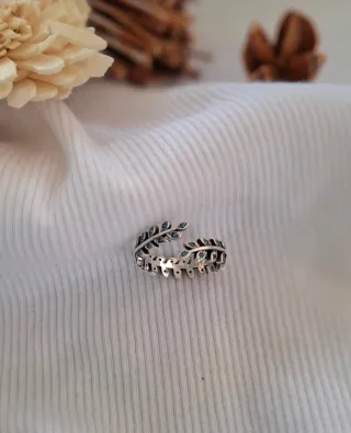 Anillo Plata Ley Hoja Turquesa Ajustable