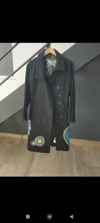 Abrigo Desigual Negro Multicolor Nuevo