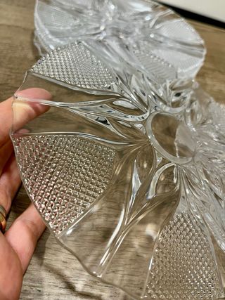 Servizio 6 piattini vintage vetro molato