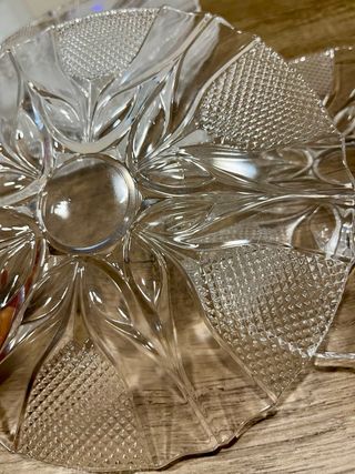 Servizio 6 piattini vintage vetro molato