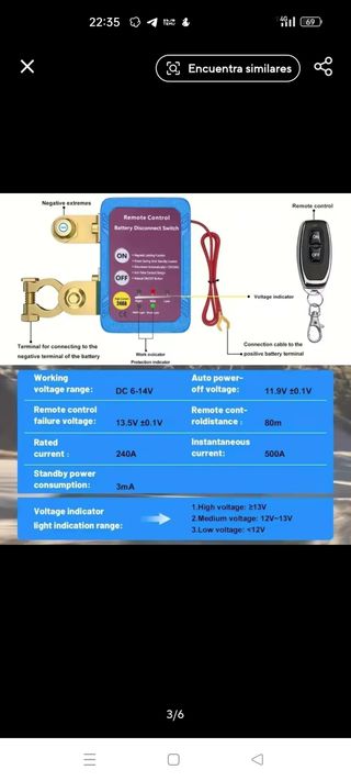 Desconectador de batería incluye instalación.