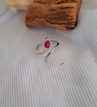 Anillo Plata Ley Ajustable Piedra rosa.