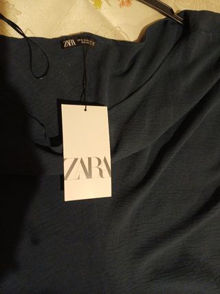 Vestido azul petrolio cuello trapecio
