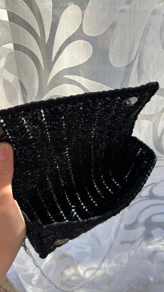 Borsetta fatta a mano nera e argento