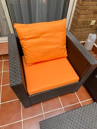 Conjunto Muebles Exterior Ratán Marrón Naranja