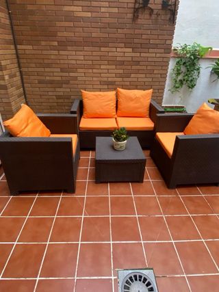 Conjunto Muebles Exterior Ratán Marrón Naranja