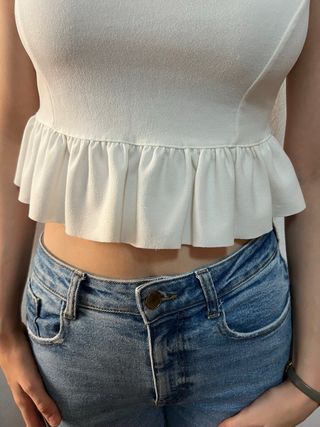 Top blanco 38 mujer con volante