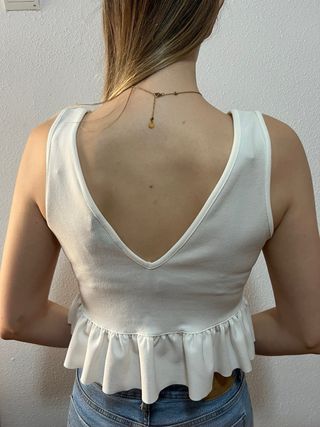 Top blanco 38 mujer con volante