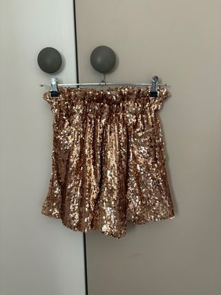 Falda pantalón dorada lentejuelas talla única
