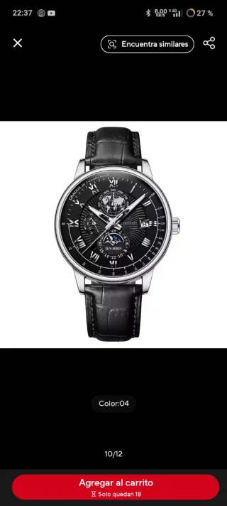 Reloj Gradven Hombre Negro y Plateado