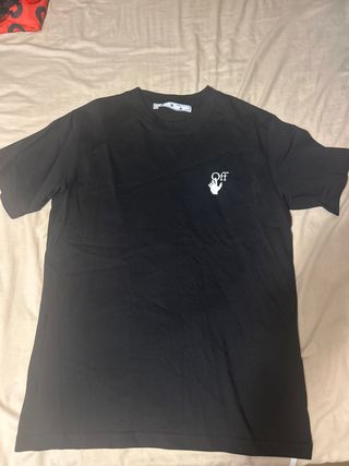 Camiseta Off White Negra Logo Mano