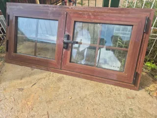 Ventana corredera aluminio imitación madera