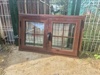 Ventana corredera aluminio imitación madera