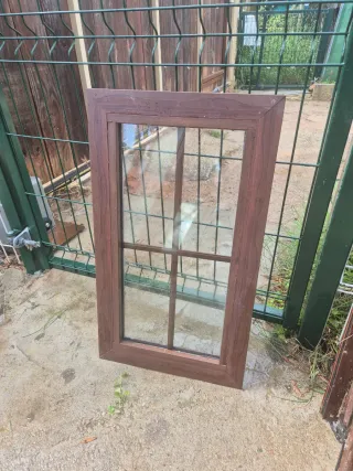 Ventana corredera aluminio imitación madera