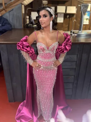 Vestido de fiesta rosa y plateado Talla XS/S