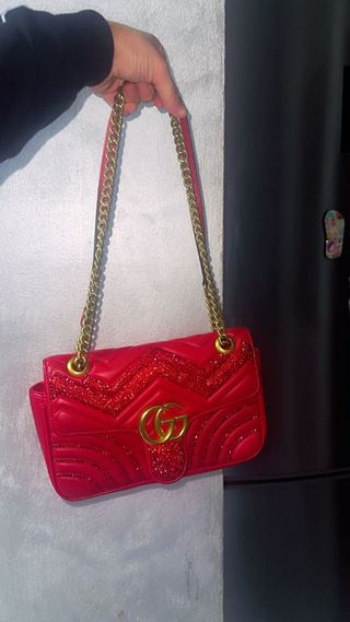 Borsa Gucci Marmont Matelassé Glitter Rossa