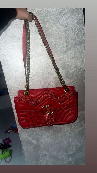 Borsa Gucci Marmont Matelassé Glitter Rossa