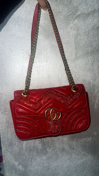 Borsa Gucci Marmont Matelassé Glitter Rossa