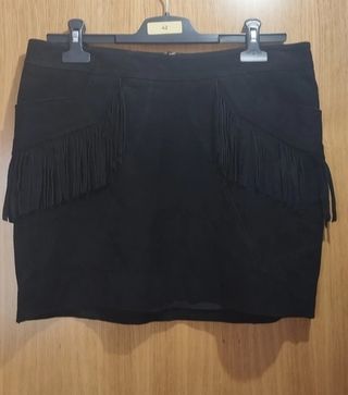 Mini falda Hoss Intropia flecos negra T40
