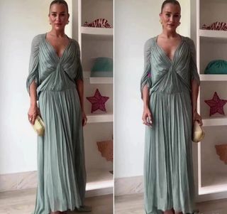 Vestido drapeado largo
