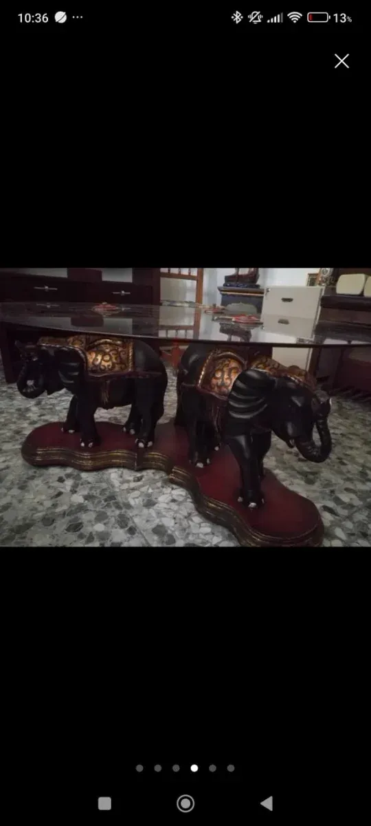 Mesa redonda elefantes estilo antiguo