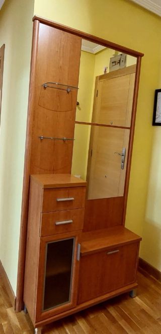 Mueble de entrada madera y cristal