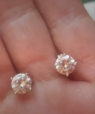 Pendientes oro blanco circonita/cristal.Precioso.