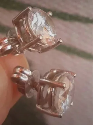 Pendientes oro blanco circonita/cristal.Precioso.