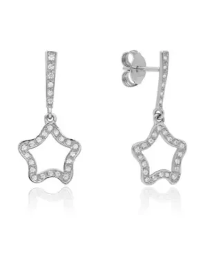Pendientes Estrella en Oro Blanco de 18 Klt