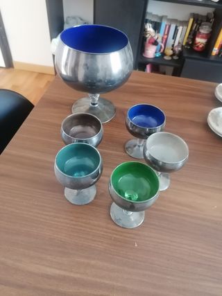 Set 5 Coppe Vetro e Metallo più coppa gigante