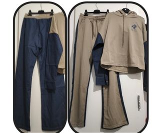 Conjunto chándal mujer beige y azul