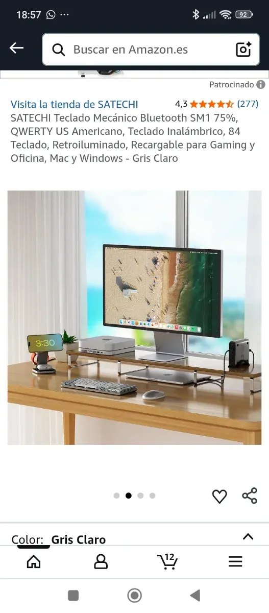 Teclado Mecánico SATECHI Bluetooth Gris/Blanco