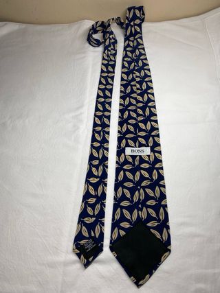 Corbata estampada hojas seda vintage Hugo Boss 