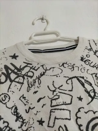Jersey Desigual Blanco y Negro Talla L
