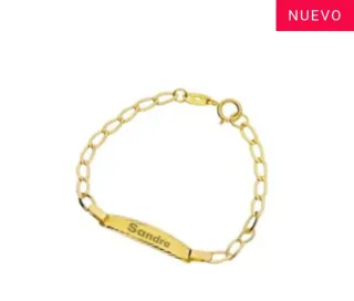 Pulsera Bebé Oro 18Klt con Placa Personalizable 