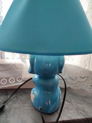 Lampada cane blu paralume azzurro