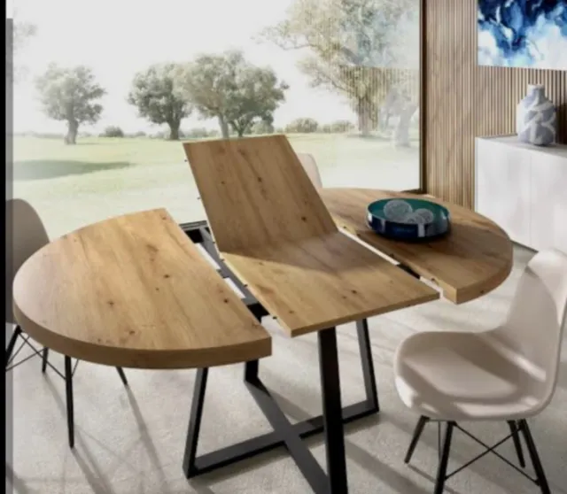 Mesa comedor extensible madera y metal