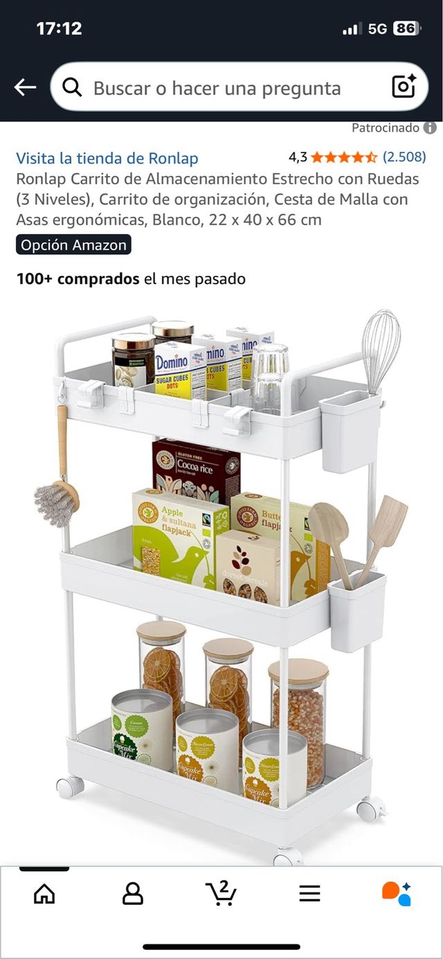 Carrello di stoccaggio bianco a 3 livelli. Rif. 105.