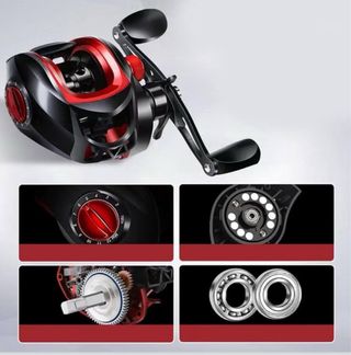 Carrete de Pesca Casting Negro/Rojo