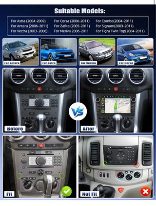 Pantalla Opel GPS Doble Din Android 13