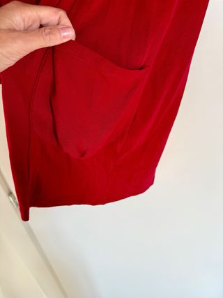 Cardigan rosso Zero nuovo lungo tasche S