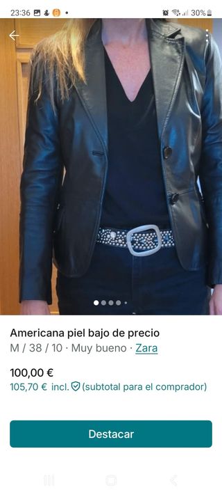 Americana Piel Zara Talla M/38