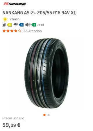 2 Neumáticos Nankang AS-2+ 205/55 R16 94V XL