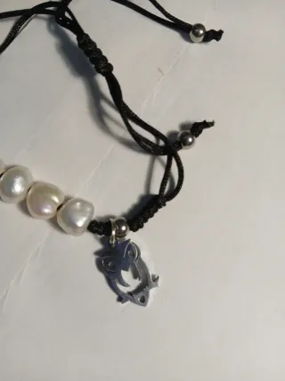 Pulsera perlas y búho plata