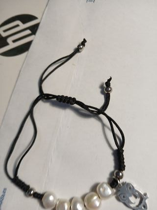 Pulsera perlas y búho plata