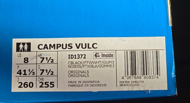 Adidas Campus Vulc Zapatillas Negras Talla 41⅓