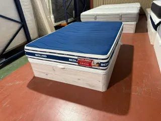 Cama canapé madera blanco 135x190 + colchón