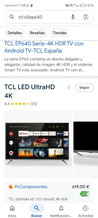 TV TCL LED 65 UHD 4K Smart TV LEER El anuncio