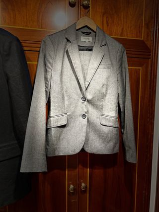 Traje chaqueta gris espiga T38