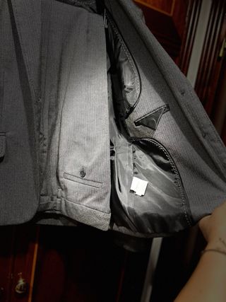 Traje chaqueta gris espiga T38
